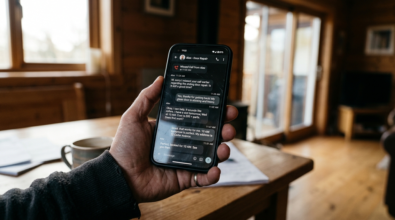 Recovered missed call text conversation on phone
